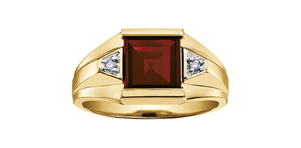 GENTS GARNET AND DIA RING