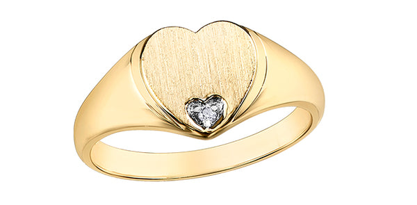 HEART SIGNET RING W/DIA