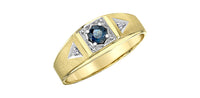 MEN'S GOLD RING WITH BLUE SAPPHIRE AND DIAMONDS