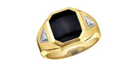 MEN'S RING WITH ONYX AND DIAMONDS